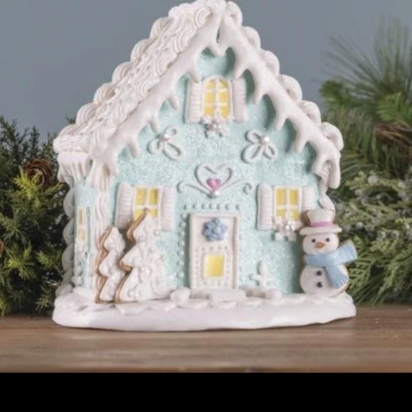 Pastel Blue Gingerbread House-NWT - Picture 2 of 7